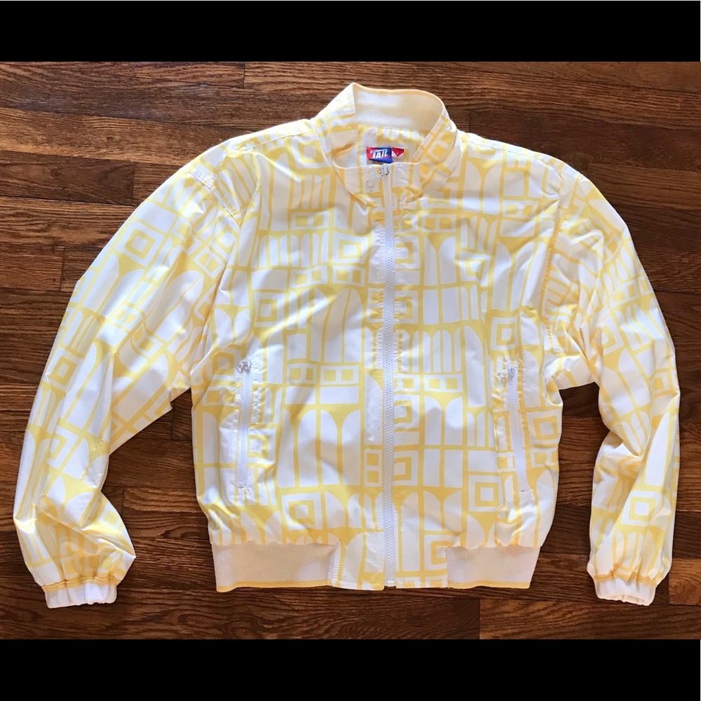 VTG 80s/90s Tail Yellow/White Geometric Spring Jacket Size Large
